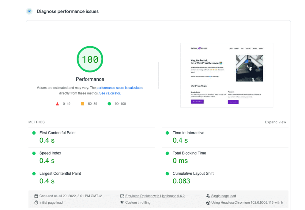 website performance benchmarks