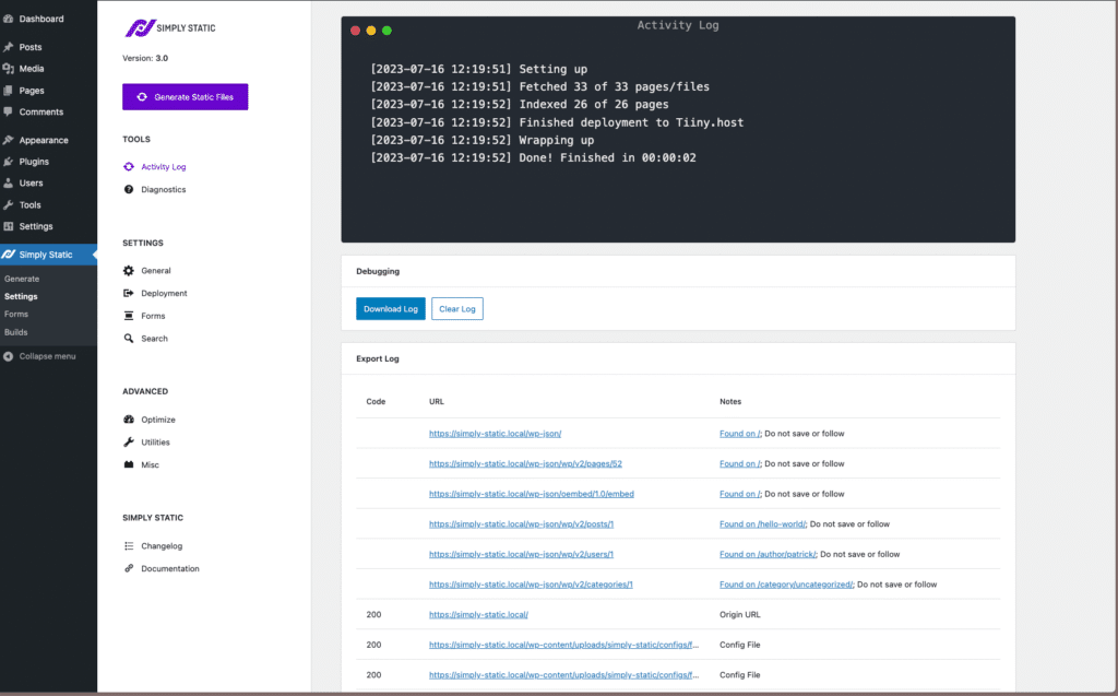 Zip file hosting on Tiiny.host with Simply Static 8