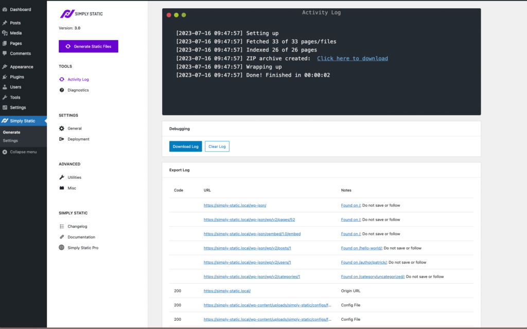 Zip file hosting on Tiiny.host with Simply Static 3