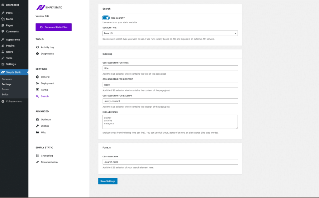 simply static search