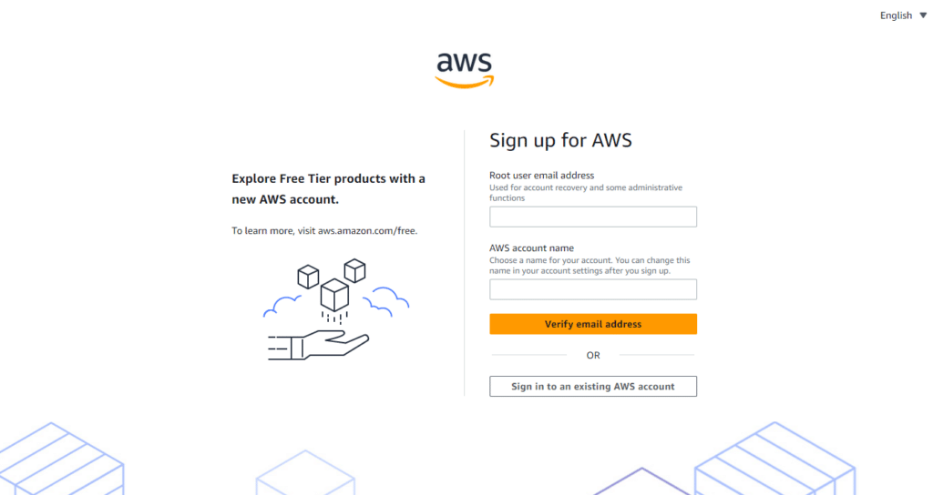 sign up for AWS