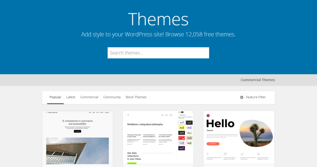 wordpress themes search