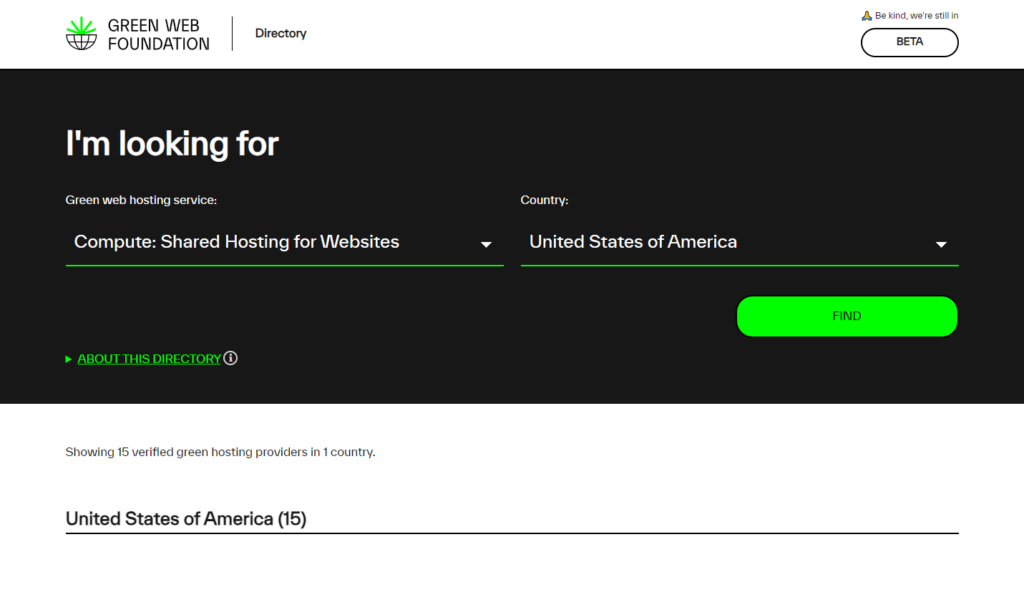 green hosting directory