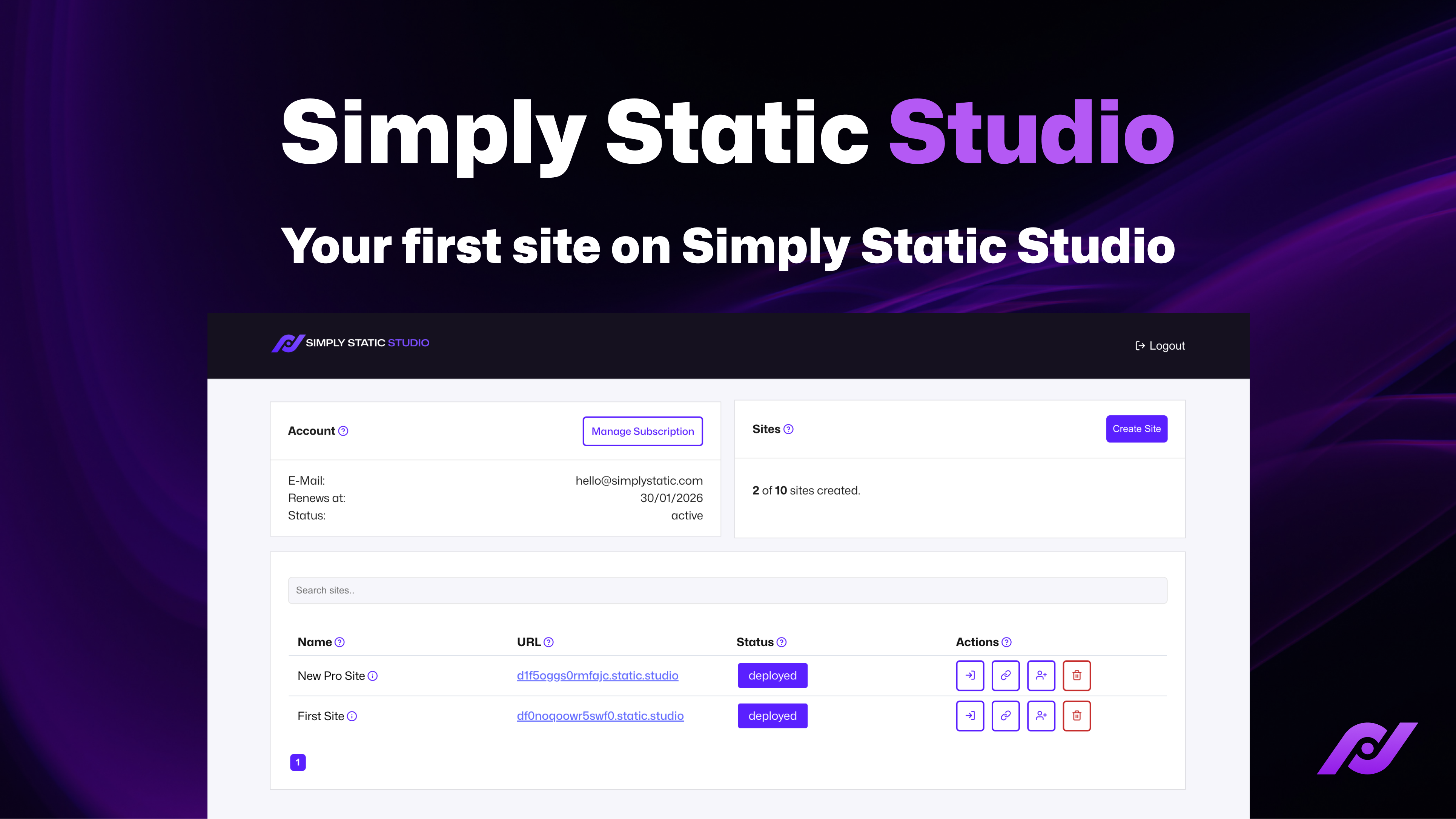 Your first Static WordPress website with Simply Static Studio