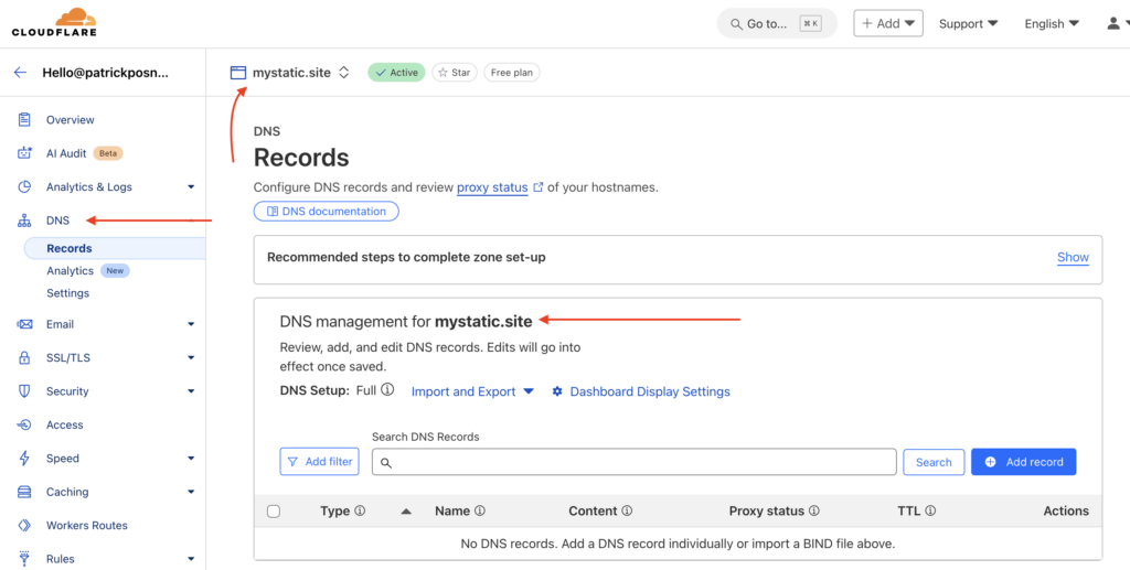 How to Make Your Static Site Live: Domains, URLs, and More 12 cloudflare dns