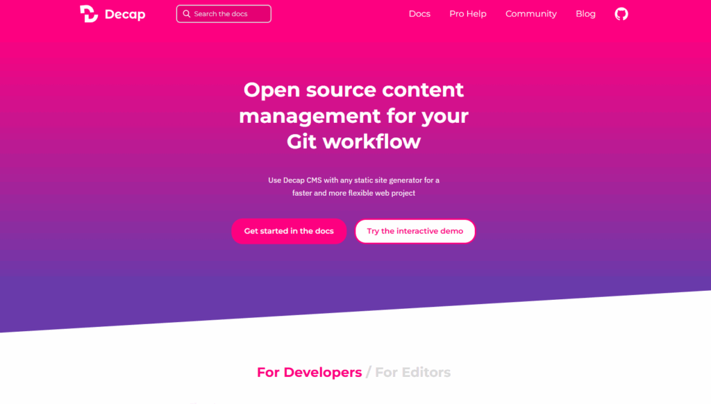 decap cms for static site