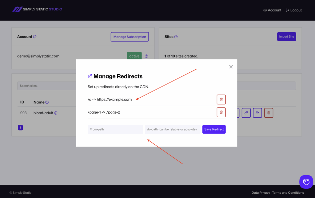 Static Studio - 2FA & CDN-level redirects 5