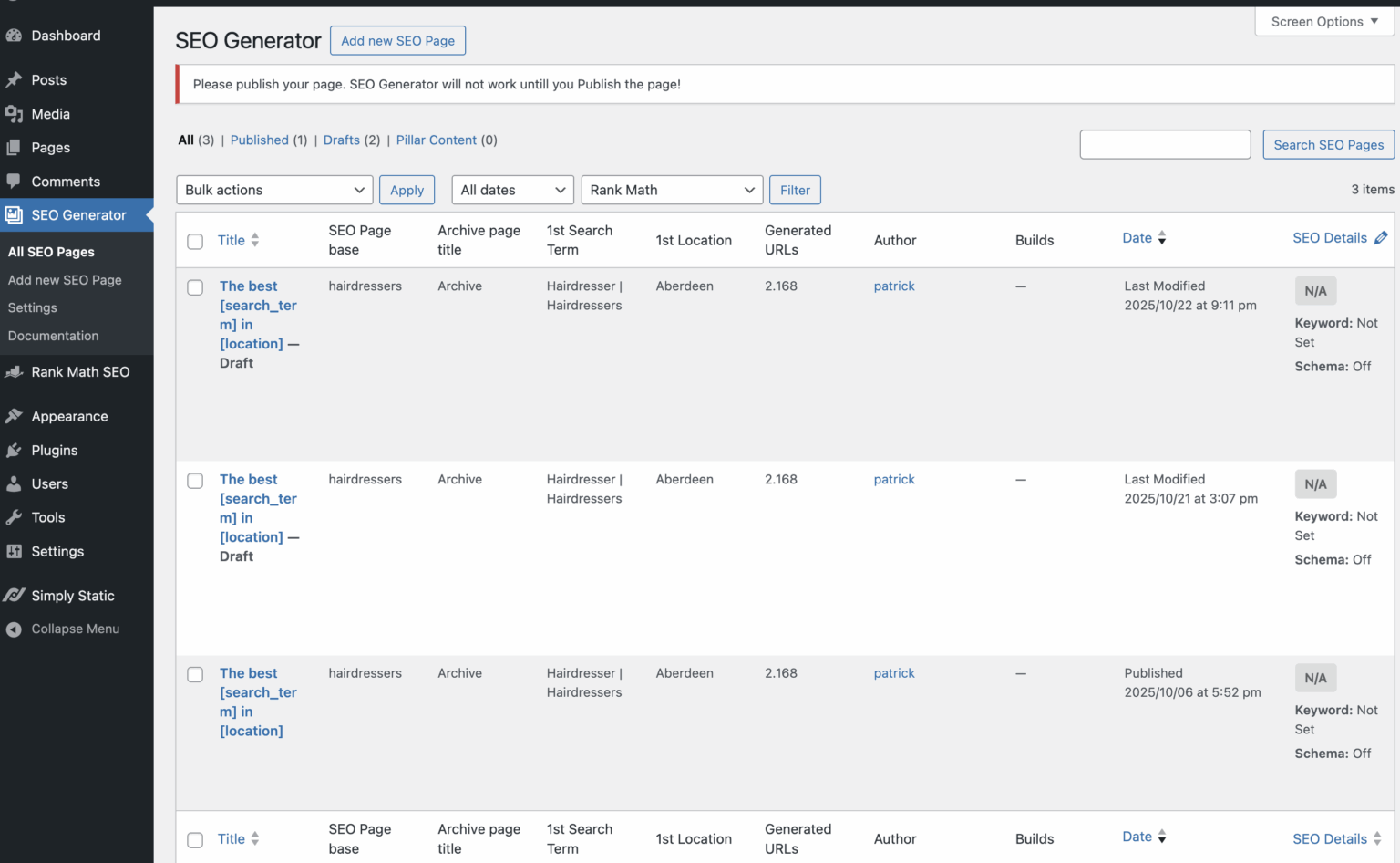 Multisite and pSEO - Simply Static
