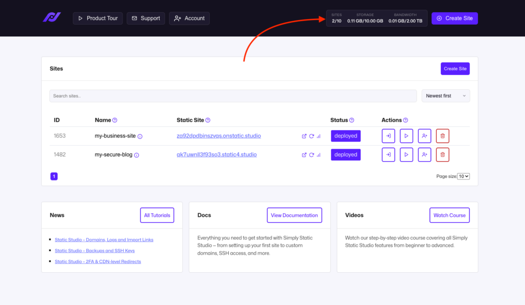 Static Studio - New Pricing: Sites, Storage, and Bandwidth 4