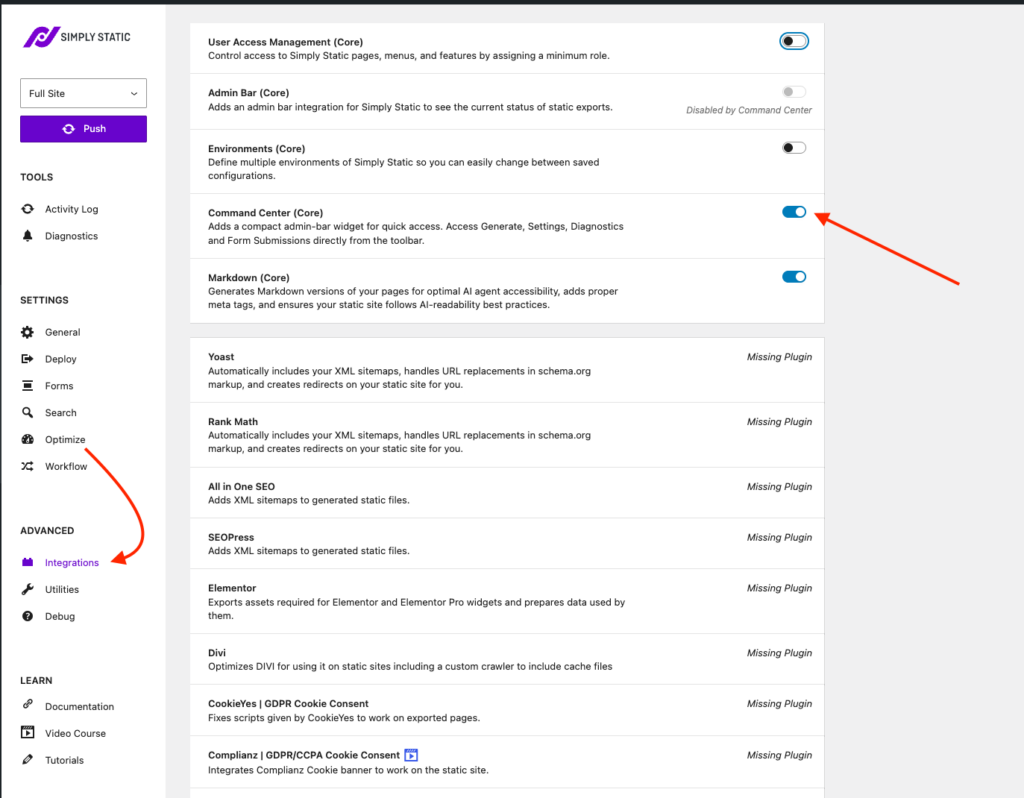 Simply Static Pro - Markdown, Search & Filter and Command Center 11
