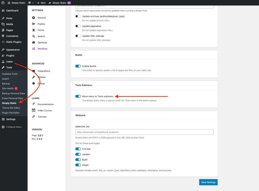 Simply Static Pro - Markdown, Search & Filter and Command Center 10
