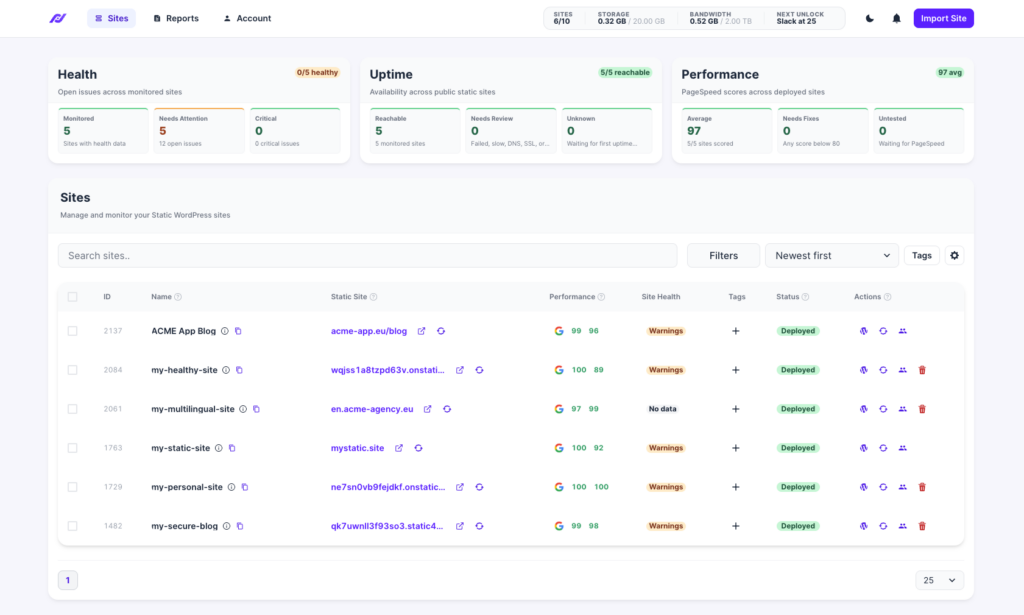 Static Studio - Site Health & Reports 5